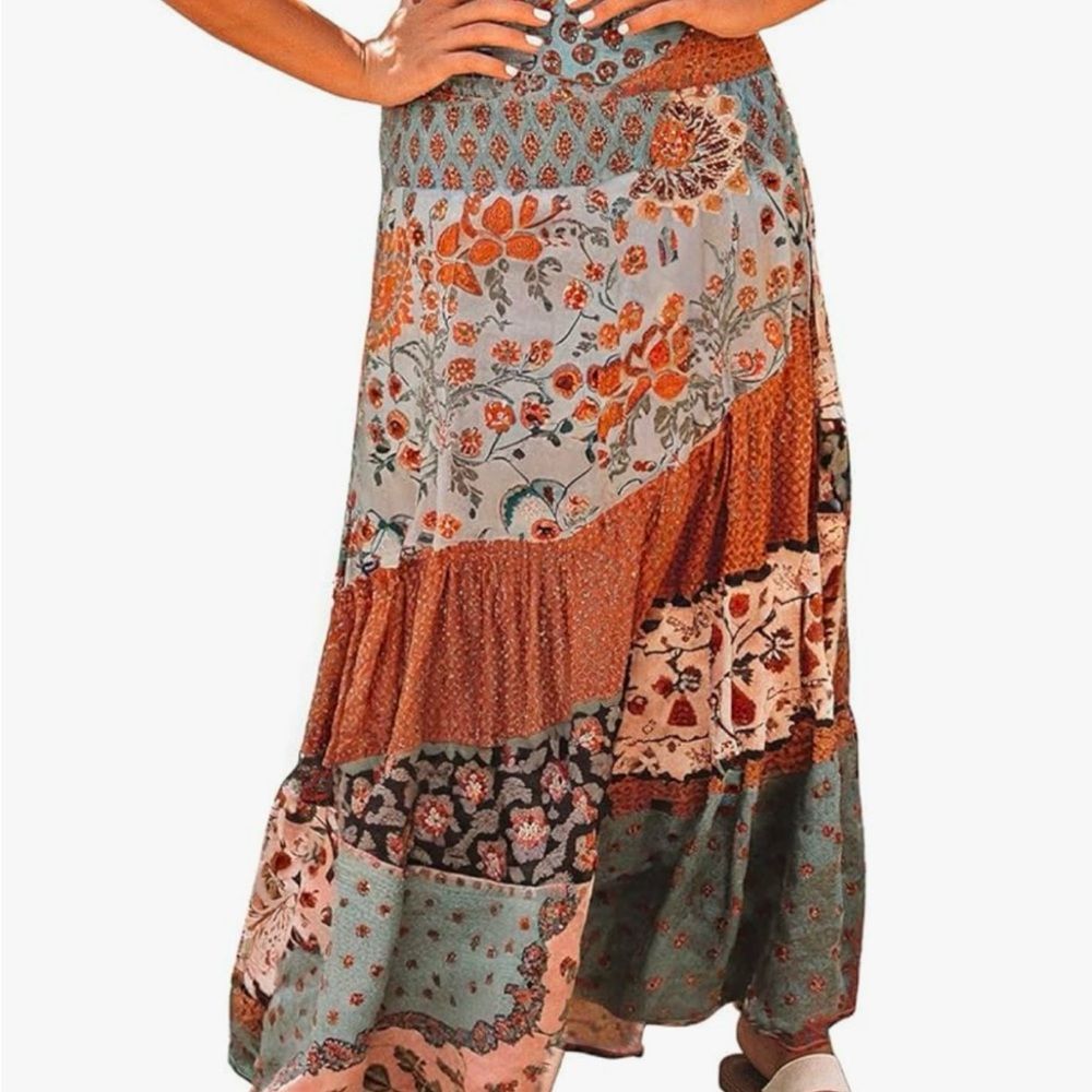 Bohemian Patchwork Maxi Skirt